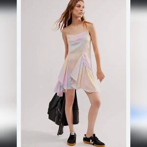 NWOT Free People Intimately Soft Flutter Mini Slip Pastel Dress Sz Small